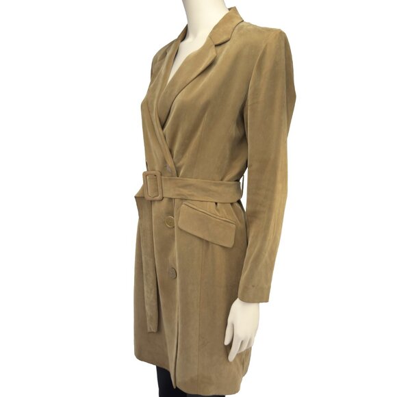 MASSIMO DUTTI Blazer Dress / Trench Coat Tan Kaki Double-Breasted Belted‎ Fall 6 - Picture 5 of 16